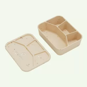 No-Tox Silicone Bento Lunch Box - 4 Compartments - Confetti Beige (1.2L)