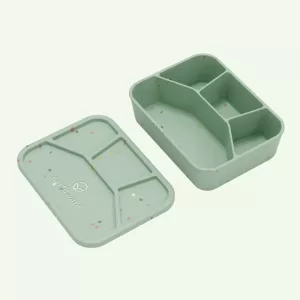 No-Tox Silicone Bento Lunch Box - 4 Compartments - Confetti Olive (1.2L)