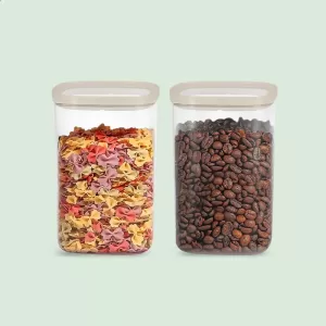 Cube Glass Pantry Storage Jars - 2 Pack (1680ml)
