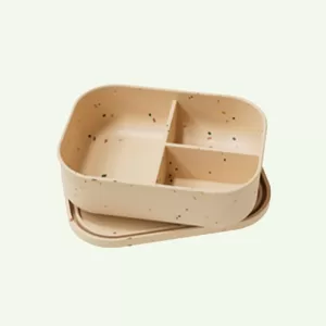 No-Tox Silicone Bento Lunch Box - 3 Compartments - Confetti Beige (715ml)