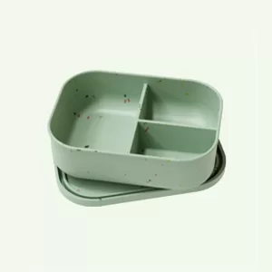 No-Tox Silicone Bento Lunch Box - 3 Compartments - Confetti Olive (715ml)
