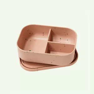 No-Tox Silicone Bento Lunch Box - 3 Compartments - Confetti Pink (715ml)
